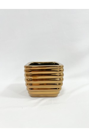 Cachepot Rose Canelado Metalizado