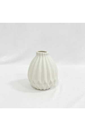 Vaso Branco Canelada Decorativo