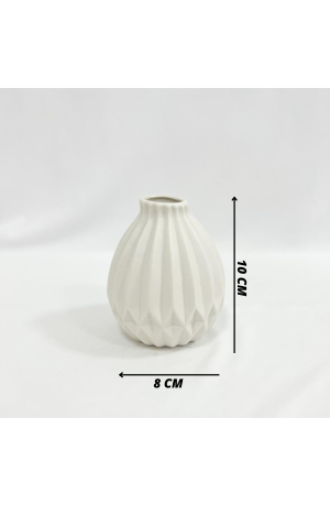 Vaso Branco Canelada Decorativo