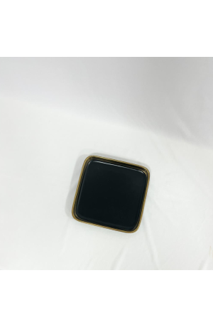 Bandeja Preta Com Dourado Quadrada em Cerâmica