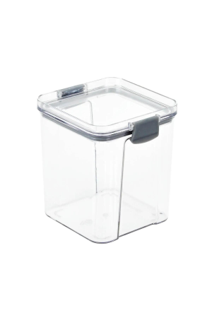 Pote Hermético Quadrado Transparente Com Trava - Cinza 1000ml