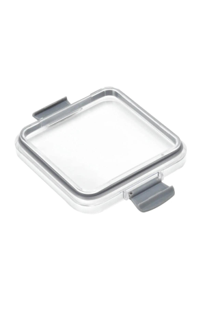 Pote Hermético Quadrado Transparente Com Trava - Cinza 1500ml