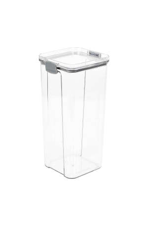 Pote Hermético Quadrado Transparente Com Trava - Cinza 2000ml