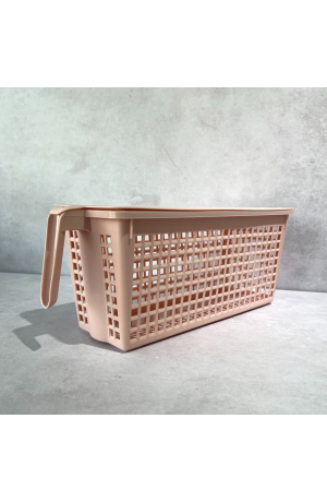 Caixa Organizadora de Plástico Rosa com Tampa Grande