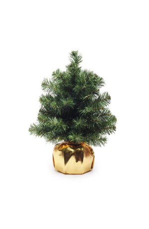 Mini Pinheiro com Base Dourada de Veludo - 45cm