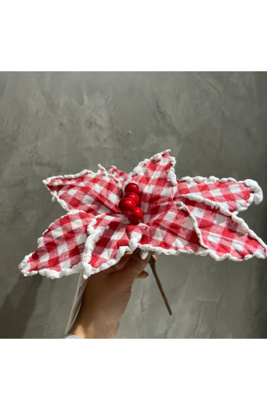 Pick Xadrez Vermelho de Flores Cabo Curto