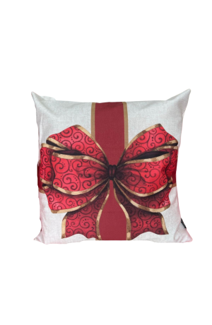 Capa de Almofada Laço de Natal Veludo 43x43cm