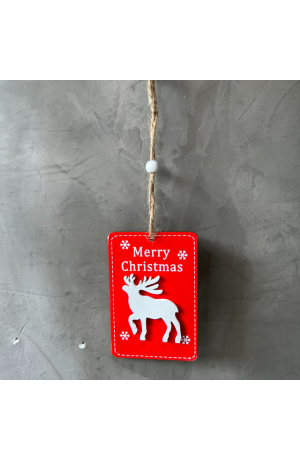 Enfeite para Pendurar Merry Christmas Rena - Vermelho