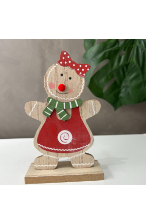 Enfeite Gingerbread Decorativo de Madeira com Base