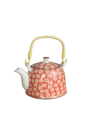 Bule Decorativo de Porcelana Floral - Laranja