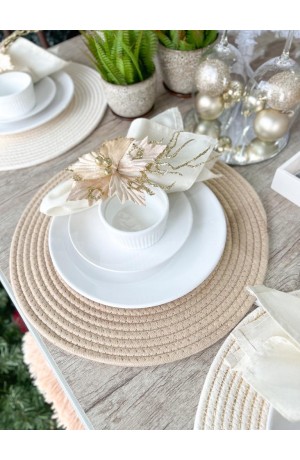 Jogo Americano Marrom com Detalhes Dourado