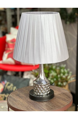 Abajur Cinza com Base de Metal