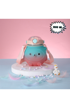 Garrafa Squeeze Ursinho Degradê com Adesivos 1000ml - Verde