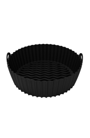 Forma Preta de Silicone para Air fryer  Redonda
