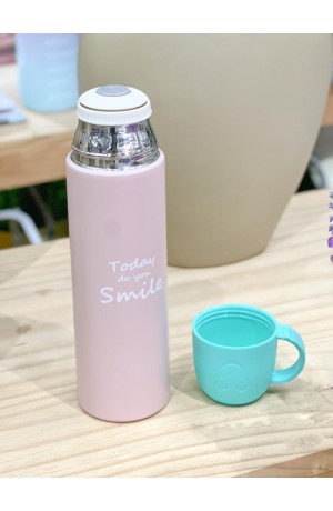 Garrafa Rosa Térmica com Copo - 500ml