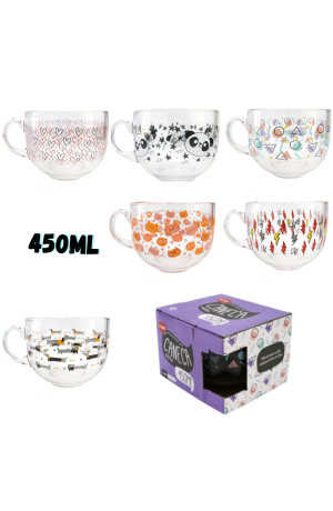 Caneca de Vidro Triângulo e Circulos Colors 450ml