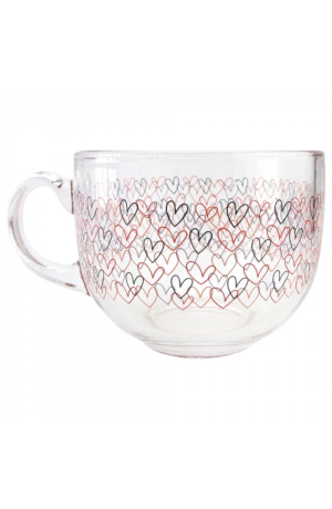 Caneca de Vidro Corações 450ml