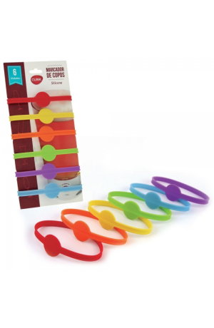 Marcador de Copos Silicone com 6 Peças - Mod.Cordão