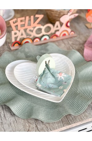 Porta Guardanapo Anel formato Coelho Madeira Verde