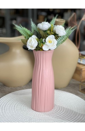 Vaso Rosa de Plástico 23cm