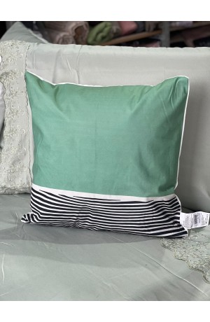 Capa de Almofada Verde e Branca - 42cm x 42cm  Mod 5