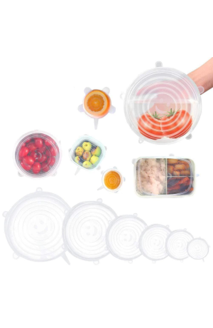 Kit Tampas de Silicone Transparente - 6 Peças