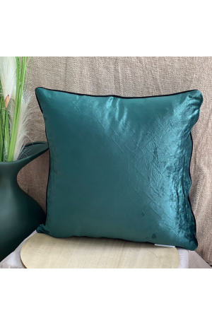 Capa de Almofada Verde de Veludo com Borda Preta 43cm
