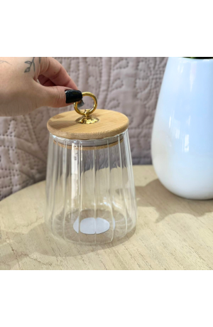 Pote Hermetico com Tampa de Bambu 700ml