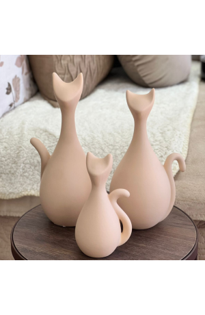 Enfeite Gato Capuccino Grande em Cerâmica Foso