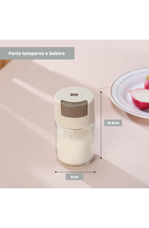 Porta Tempero de Vidro Bege  - 180ml