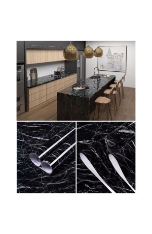 Papel Autoadesivo Mármore Preto com Branco Lavável 4,50 X 0,60 cm