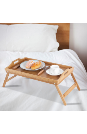  Bandeja de Bambu com Pé Dobrável - 50cm X 30cm