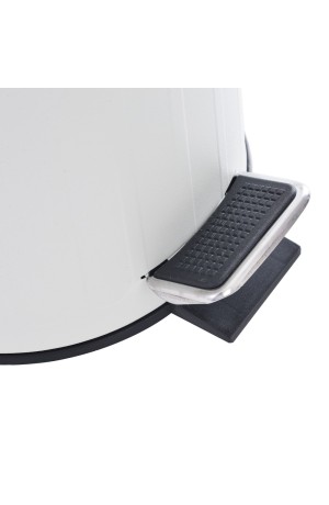 Lixeira 3L Branca com Tampa de Bambu com Pedal Canelada