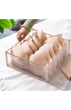 Colmeia Organizadora Bege Multiuso de Tecido 32x32x12cm