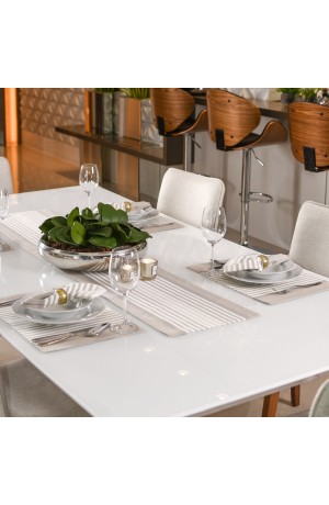 Trilho de Mesa Fio Tinto Stripes Taupe 1,50mX30cm