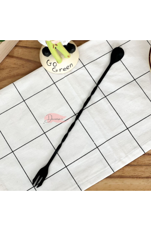 Colher Bailarina com Garfo de Metal - Preta