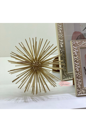 Escultura Ouriço de Metal Dourada - 20cm x 20cm