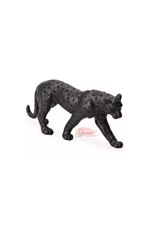 Escultura Leopardo em Poliresina Preto Peq 15cm
