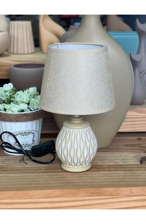 Abajur de Mesa Bege em Cerâmica