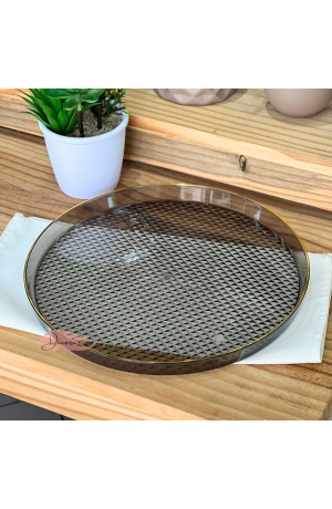 Bandeja Fumê Redondacom borda Dourada - (G)