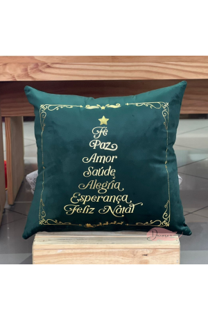 Capa de Almofada Verde - Natalina 43cm X 43cm