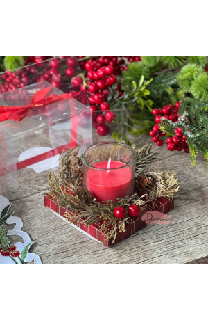 Vela Aromática de Natal com Flores 10x6,5cm