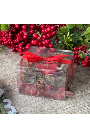 Vela Aromática de Natal com Flores 10x6,5cm