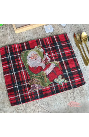 Jogo Americano de Tecido  -  Papai Noel Dormindo 33cm X 45cm