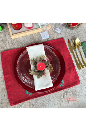 Jogo Americano de Natal em Tecido - Papai Noel 33cm X 45cm