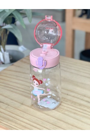 Garrafa Bailarina Rosa Infantil de Plástico - 450ml