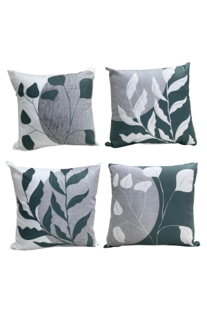 Capa  de Almofada Verde com Cinza Floral Mod -2 / 42cmX42cm