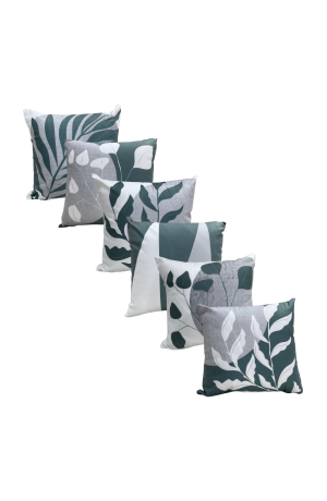 Capa  de Almofada Verde com Cinza Floral Mod -1 / 42cmX42cm