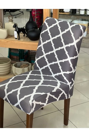 Capa de Cadeira Cinza Abstrato Mod.1  - 40cm X 50cm / 45cm X 65cm