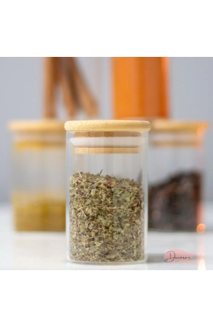 Pote de Vidro Borossilicato com Tampa de Bambu Hermético 140ml